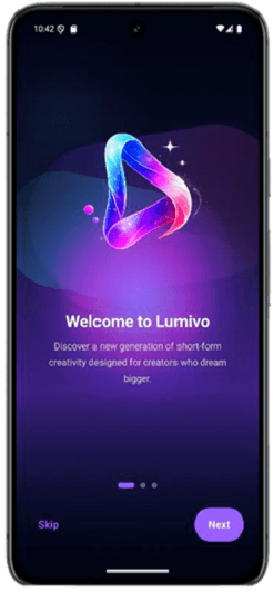 Lumivo Android onboarding screen
